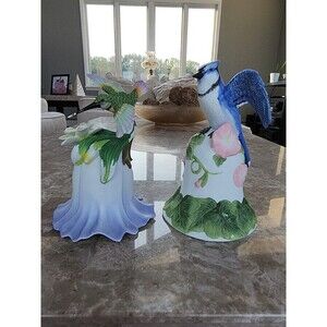 Vintage Avon Porcelain Hummingbird And Blue Jay Bells